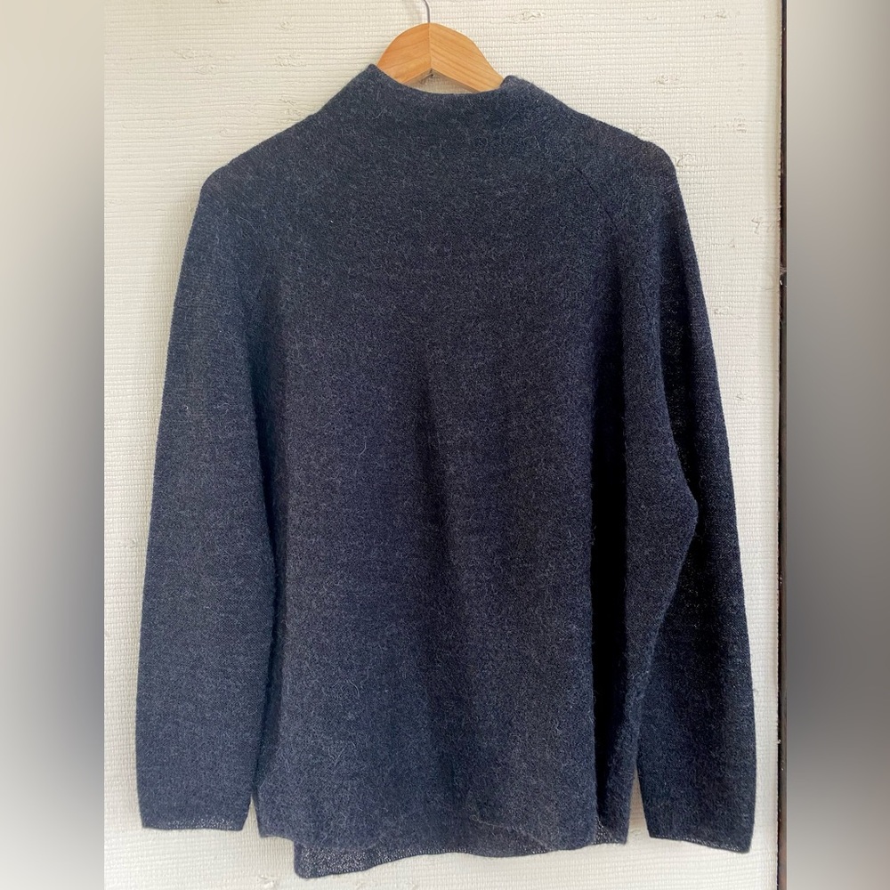 POETRY Alpaca Mock Turtleneck Sweater Black/Grey, size 10